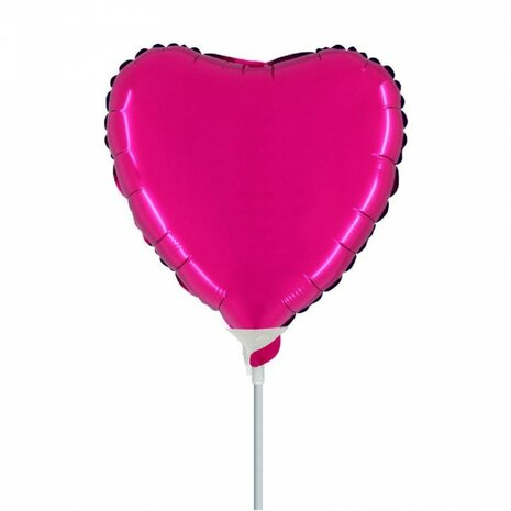 Magenta hartje mini folieballon, 23 cm