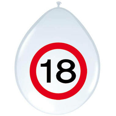 Verkeersbord ballonnen 18 jaar, 8 st.