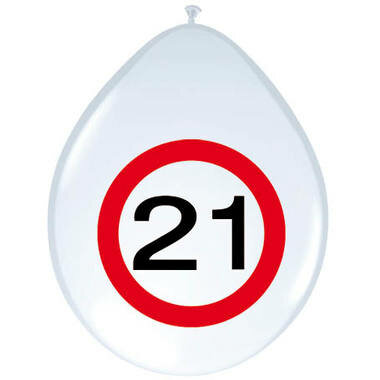 Verkeersbord ballonnen 21 jaar, 8 st.