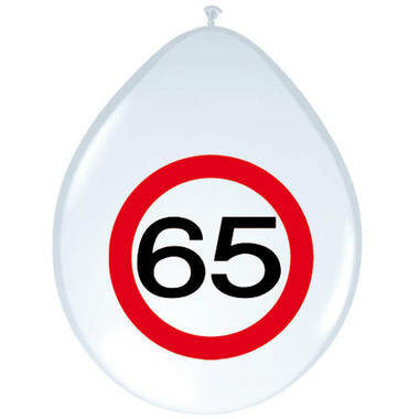 Verkeersbord ballonnen 65 jaar, 8 st.