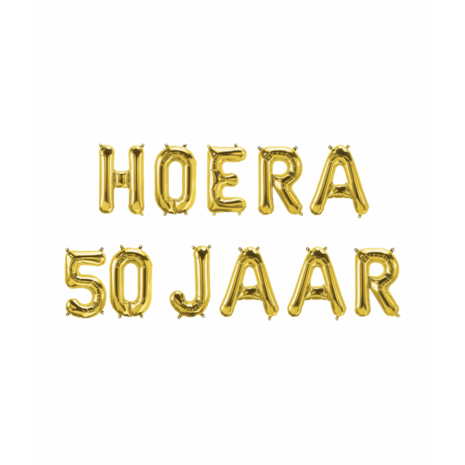 Hoera 50 jaar, folieballonnen set incl koord