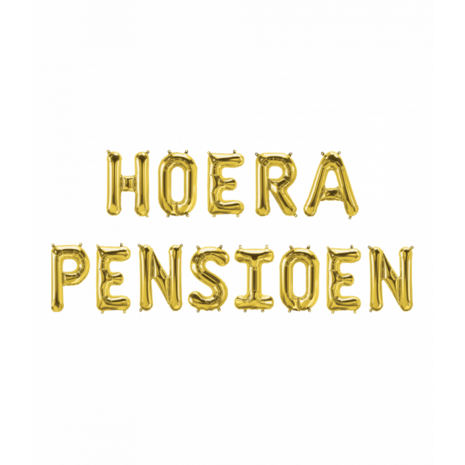 Hoera Pensioen foil balloon kit, incl. ophangkoord