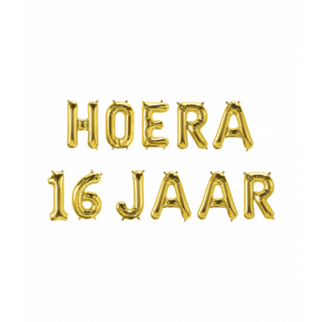 Hoera 16 jaar, folieballonnen set incl ophanglijn