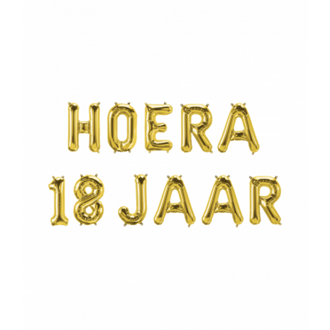 Hoera 18 jaar, folieballonnen set incl ophanglijn