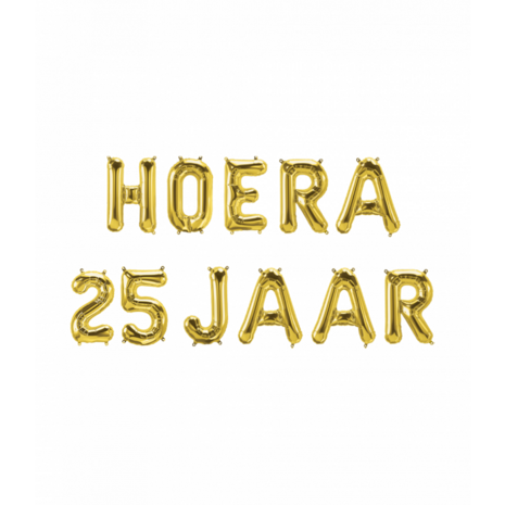 Hoera 25 jaar, folieballonnen set incl koord