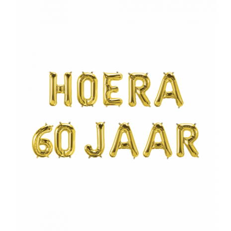 Hoera 60 jaar, folieballonnen set incl koord