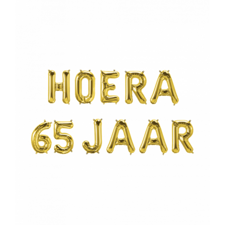 Hoera 65 jaar, folieballonnen set incl ophanglijn