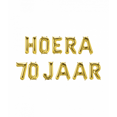 Hoera 70 jaar, folieballonnen set incl ophanglijn