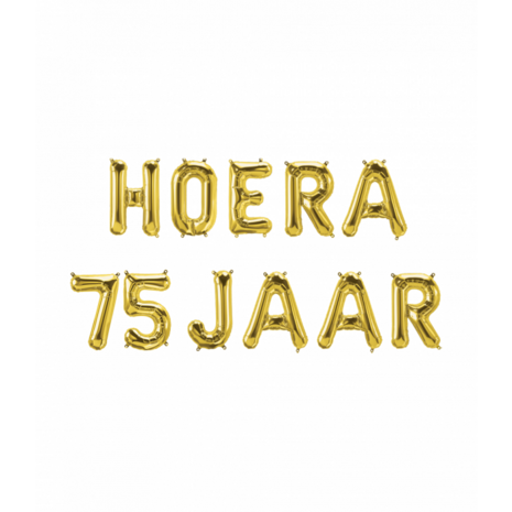 Hoera 75 jaar, folieballonnen set incl ophanglijn