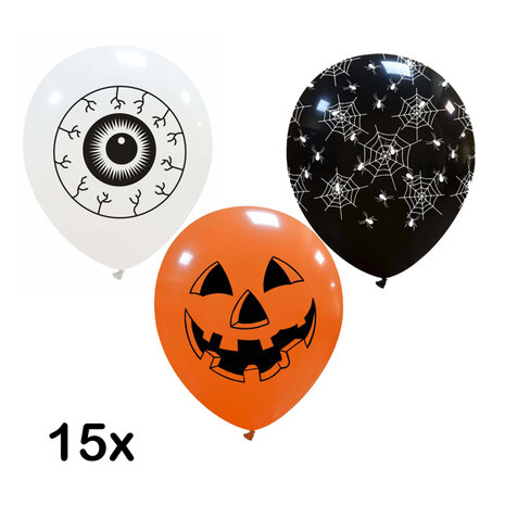 Halloween mix mini ballonnen, 15x, 13 cm