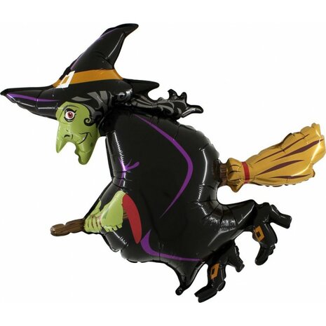 Witch halloween folieballon heks, 106 cm