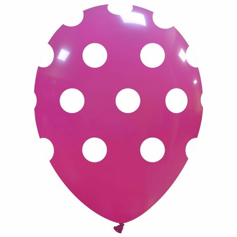 polka dots ballonnen fuchsia pink, 30 cm