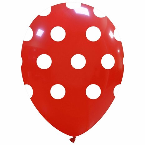 polka dots ballonnen rood, 30 cm