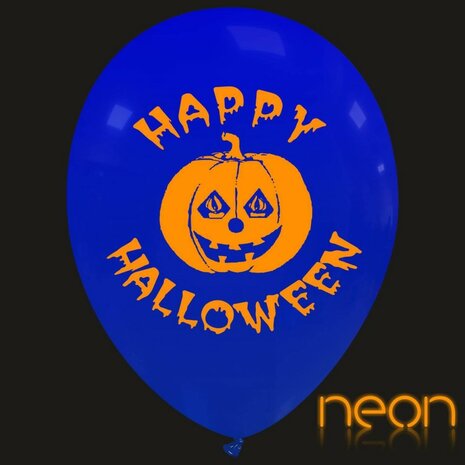 Happy Halloween neon ballonnen, 6 st