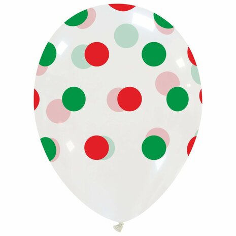 Christmas Polka dots ballonnen, 6 stuks, 30cm