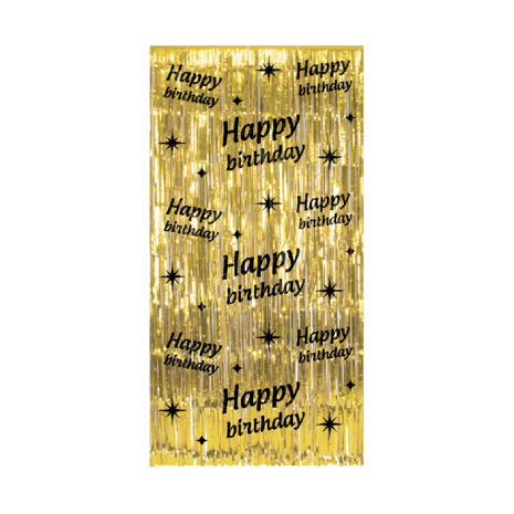 Party deurgordijn Happy birthday goud