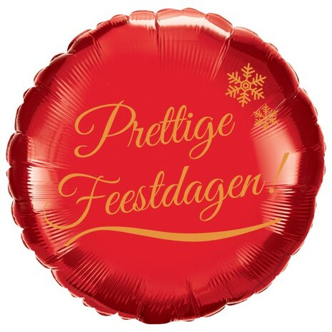 Prettige Feestdagen folieballon rood, 45 cm