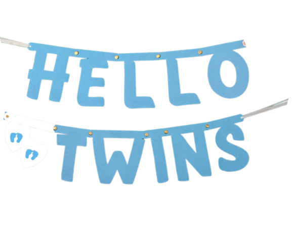 Hello Twins geboorte slinger blauw