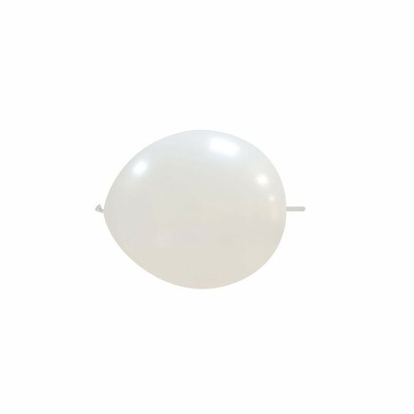 Link / knoopballonnen metallic wit, 13 cm