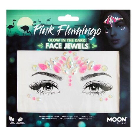 Face Jewels Pink Flamingo, Glow in the Dark