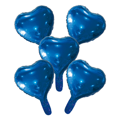 Mini folie hart ballonnen blauw, 5 st., 23 cm
