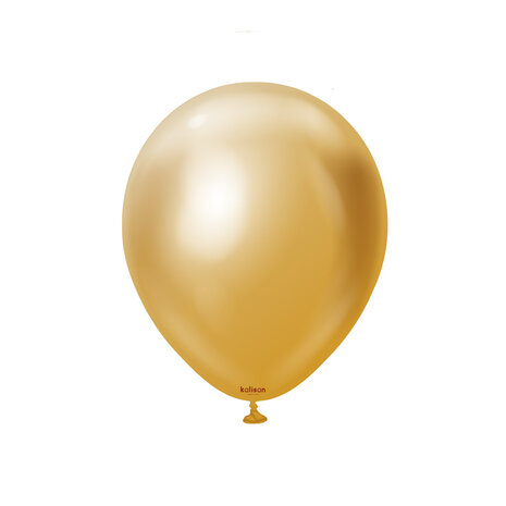 chrome mirror goud ballonnen, 13 cm