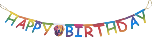 Happy Birthday letterslinger met Golden Retriever