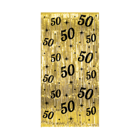 50 jaar classy deurgordijn goud-zwart
