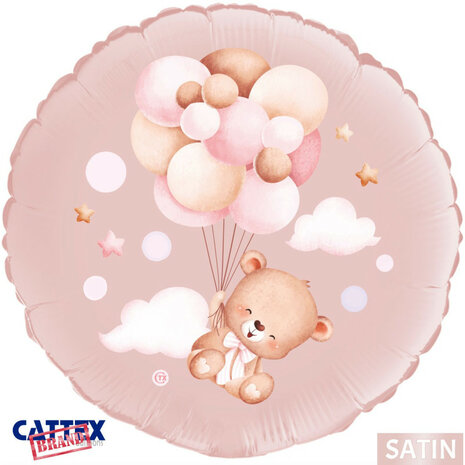 Baby teddybeer folieballon roze, 45 cm