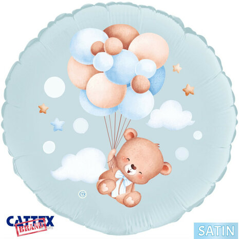 Baby teddybeer folieballon lichtblauw, 45 cm