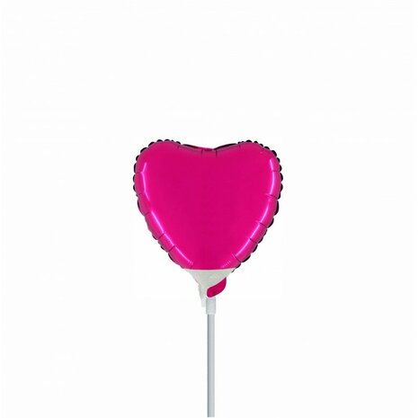 Magenta hartje mini folieballon, 23 cm