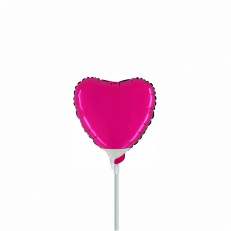 Magenta hartje mini folieballon, 23 cm