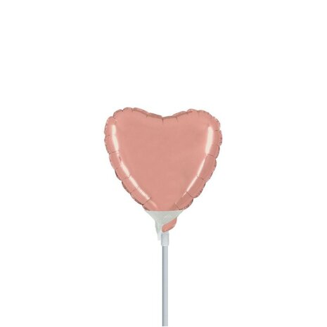 Rose gold hartje mini folieballon, 10 cm