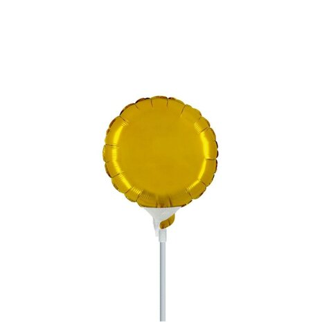 Goud rond mini folieballon, 10 cm