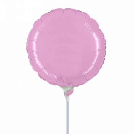 Roze rond mini folieballon, 23 cm