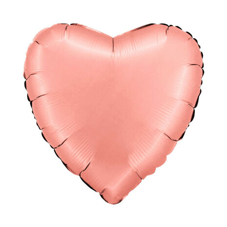 Rose Gold Satin hart folieballon, 45 cm