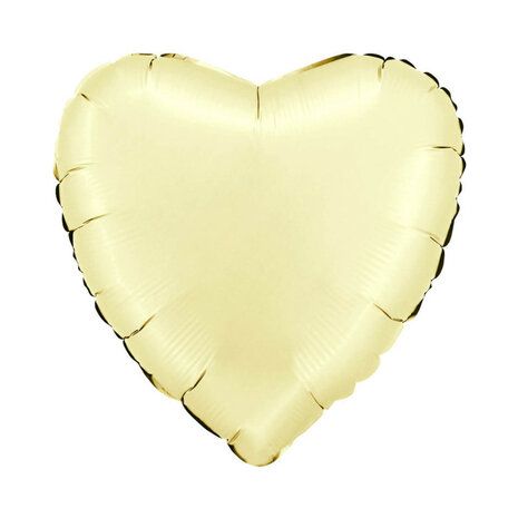 cream Satin hart folieballon, 45 cm