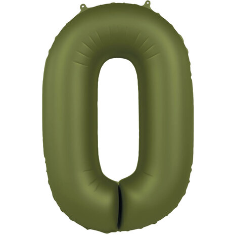 folie cijfer 0 olive groen,  86cm