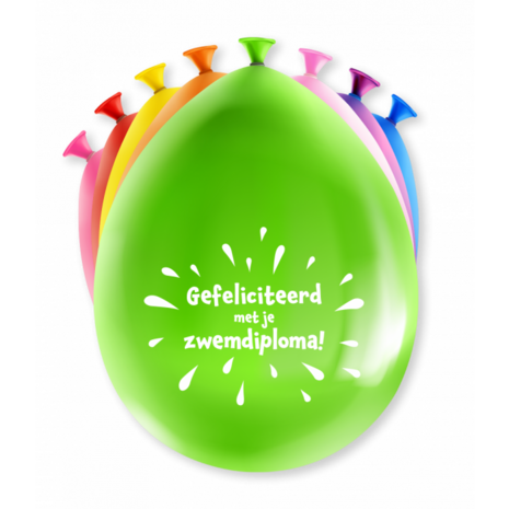 Zwemdiploma ballonnen, 8x