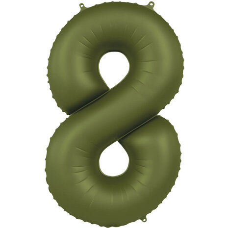 folie cijfer 8 olive groen,  86cm