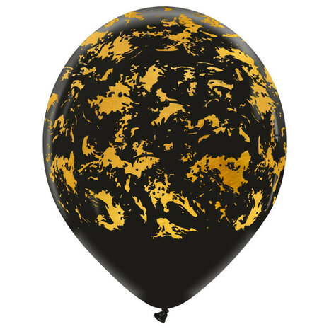 Zwart-goud flakes ballonnen, 30 cm