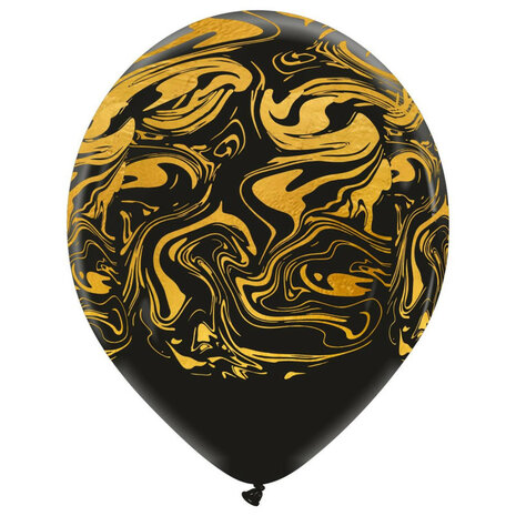 Zwart-goud marble ballonnen, 30 cm