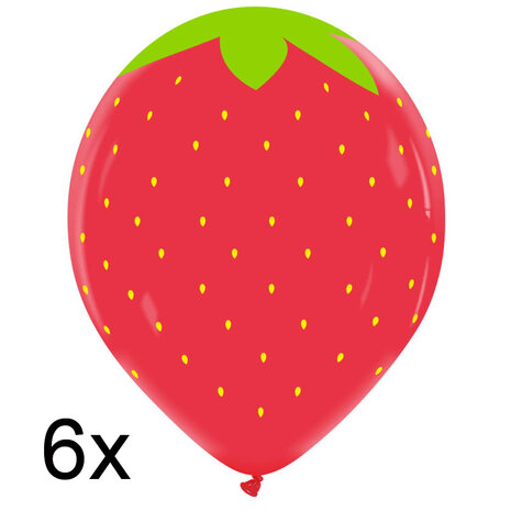 Strawberry / aardbei ballonnen, 6x