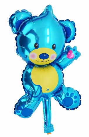 Teddybeer Cute Bear blauw folieballon 36 cm