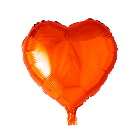 Oranje hart folieballon, 45 cm