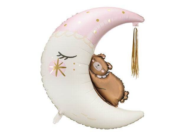 Beer op maan roze folieballon shape, 38 inch