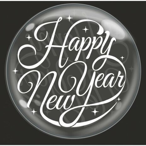 clear bubble Happy New Year ballon, 45 cm
