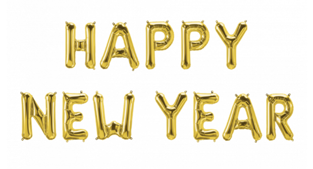 Happy New Year folieballonnen set incl ophangkoord