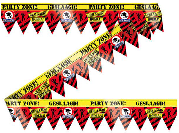 Geslaagd Party Zone afzetlint, 12 m