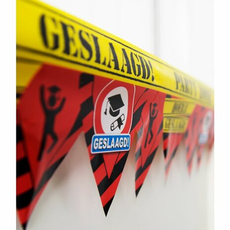 Geslaagd Party Zone afzetlint, 12 m